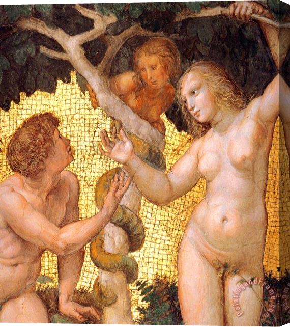Raphael The Stanza Della Segnatura Ceiling Adam And Eve [detail 1] Stretched Canvas Print / Canvas Art